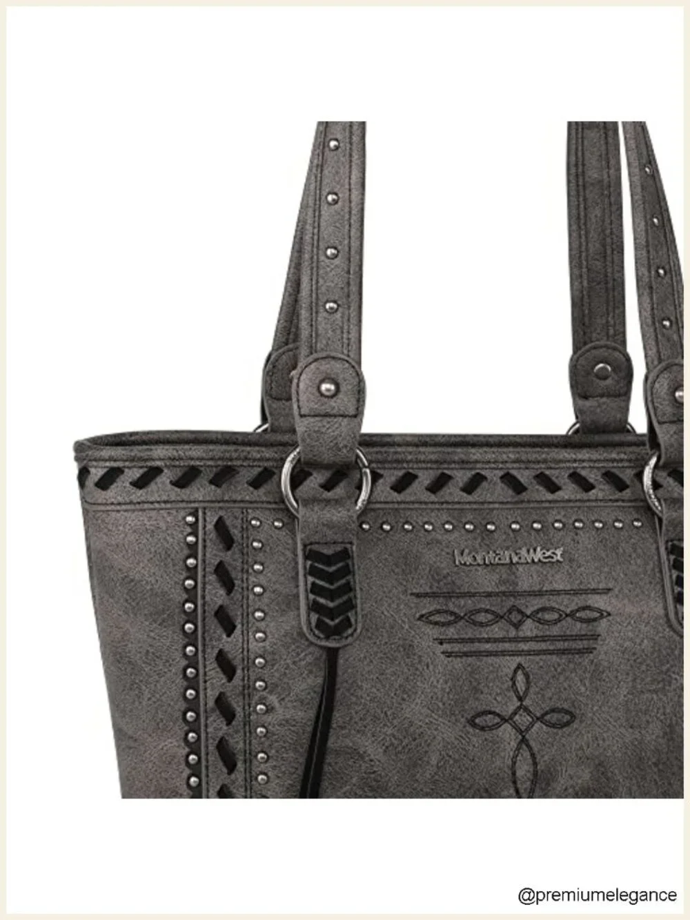Western Tote Bag with Wallet Vegan Leather Studded Shoulder Handbag